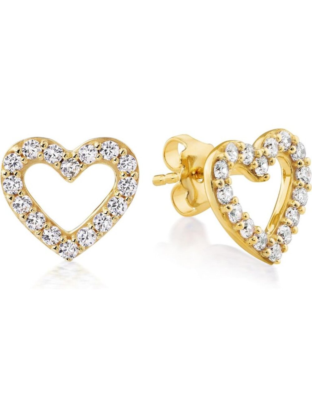 12.8mm Cubic Zirconia Gold-Plated Stud Earrings for Sensitive Ears - Princess